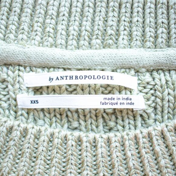 Anthropologie Pistachio Cable-Knit Lacey Sweater Size XXS - Picture 4 of 9
